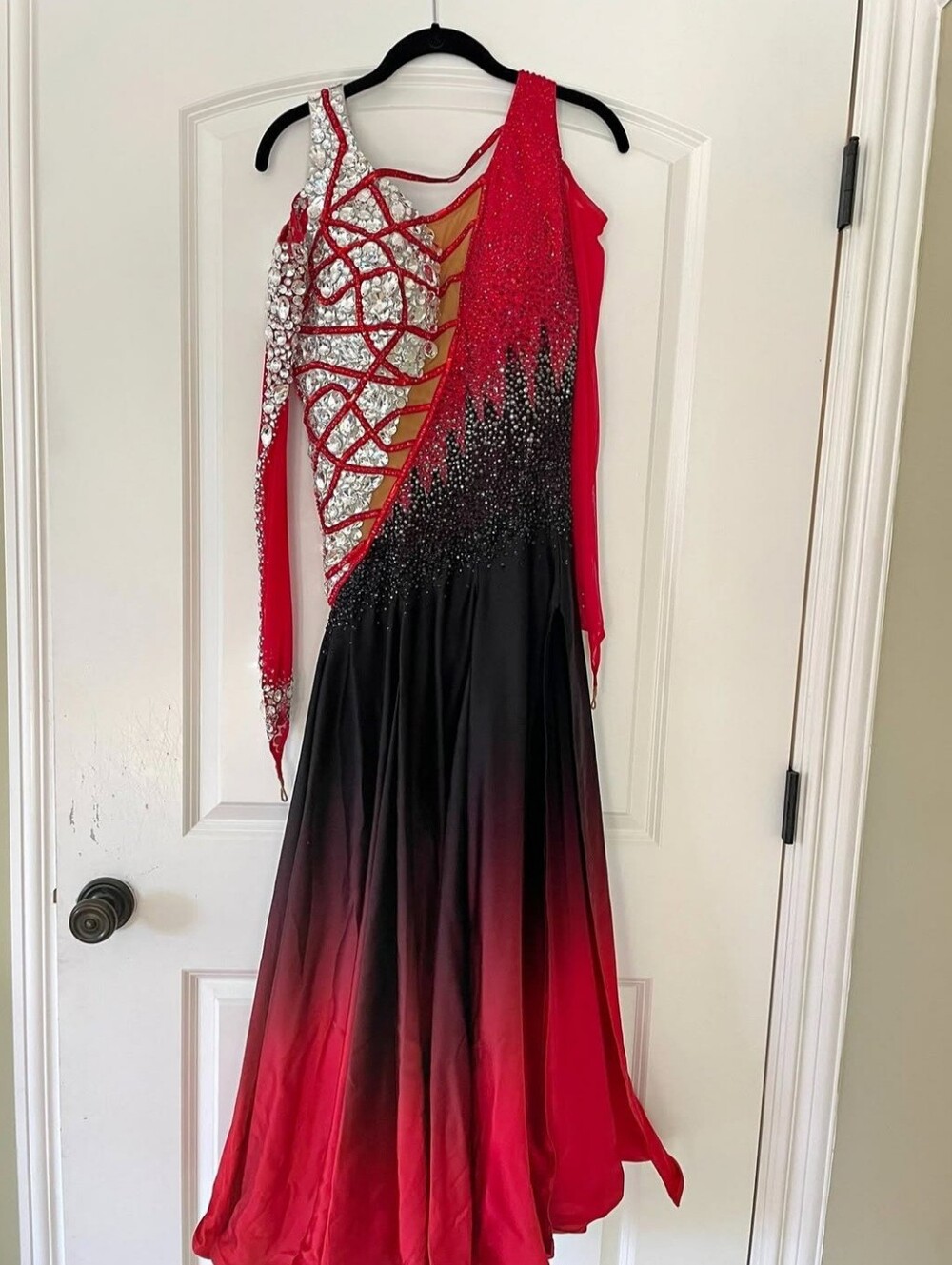 Artistry In Motion Red and Black Smooth Ballroom Dress